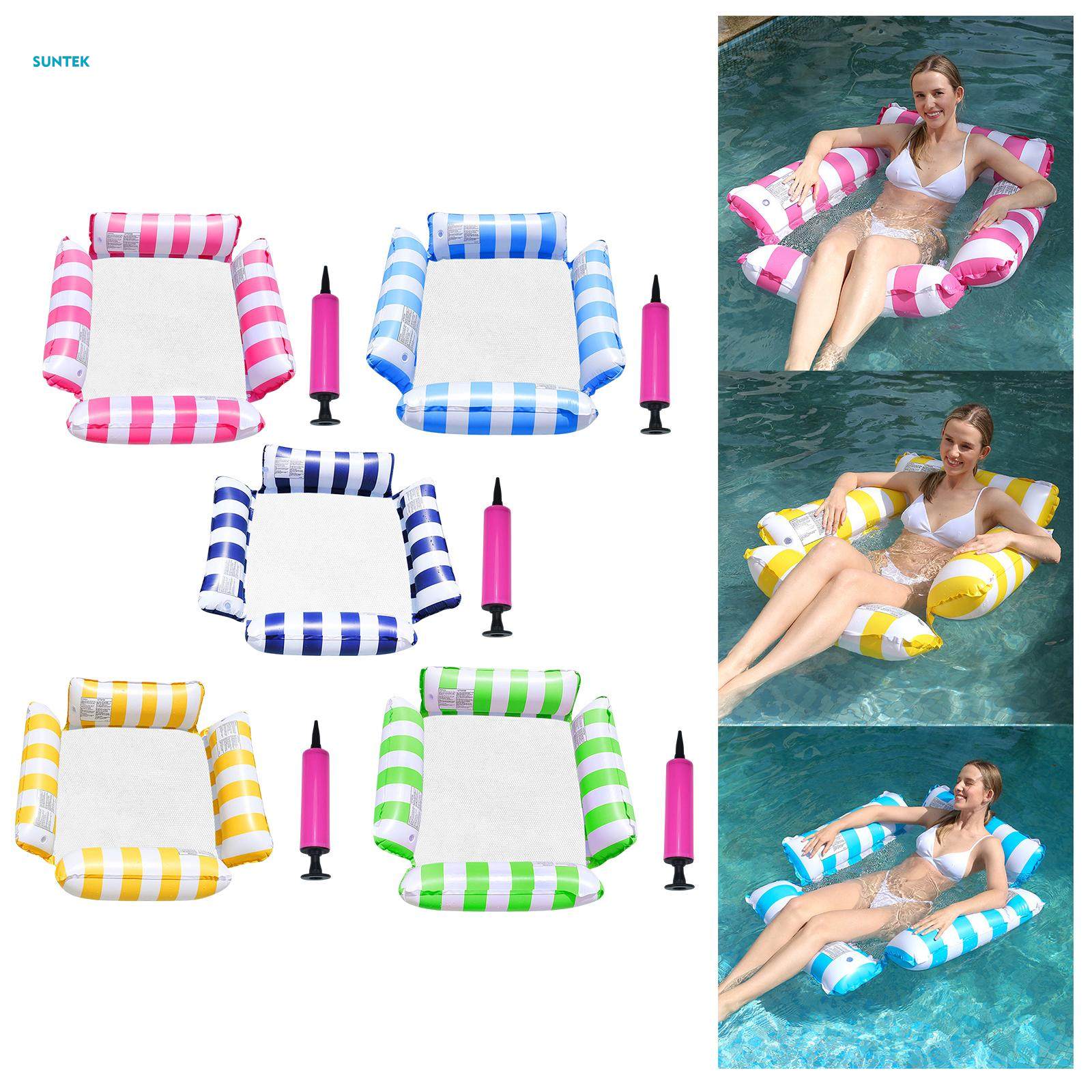 , Inflatable Floating recliner, Buoyancy Inflatable Bed Float Lounge Chair, Water Hammock for Beach, Swimming Pool, Vocation. 