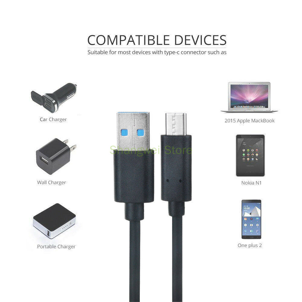 3ft USB-C Type-C Charger Data Cable Cord for Motorola Moto Z Force Play Droid. 