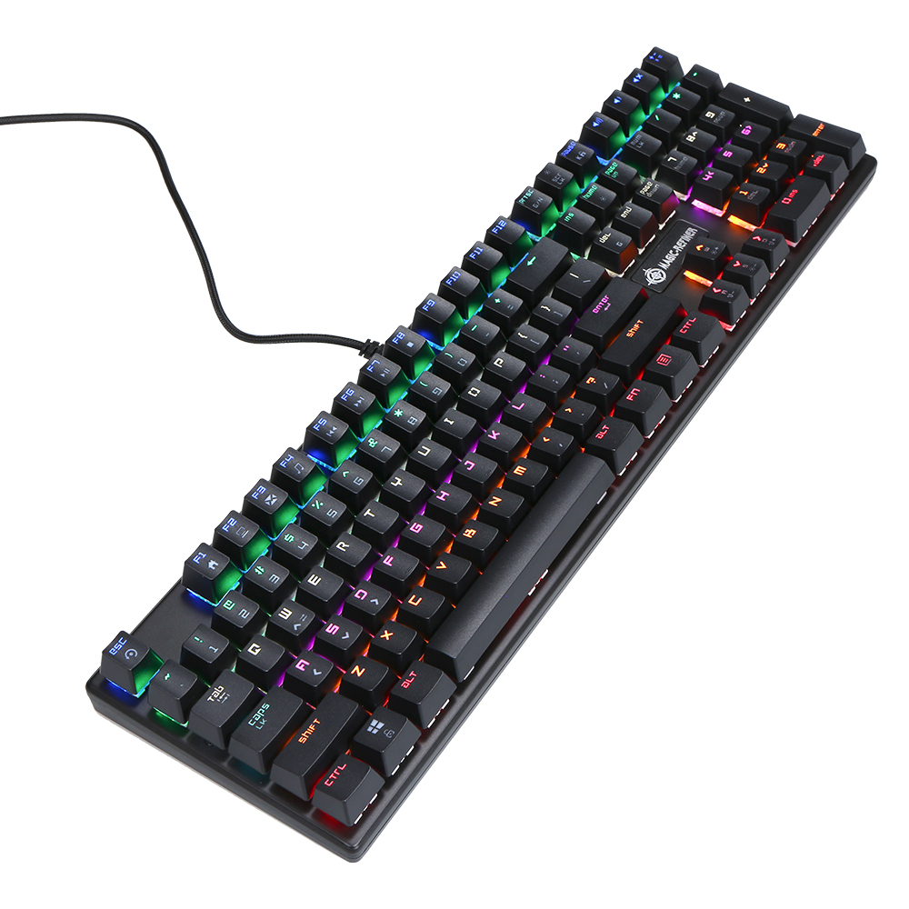 MAGIC-REFINER Mechanical Keyboard Square Keycap Gaming Keyboard 108 Keys N-key rollover USB Cable Blue Switch Backlight Keyboard. 