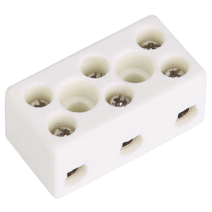 Ceramic Wire Connector 10pcs 3 Way 24A Terminal Block High Temperature Resistant. 