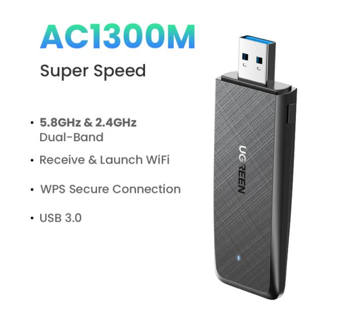 UGREEN WiFi Adapter 650Mbps 5Ghz 2.4GHz Dual-Band USB WiFi for PC Desktop Laptop Wifi Antenna USB Ethernet Receiver Network Card. 
