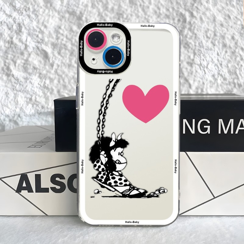 Cartoon Mafalda Phone Case Case For IPhone 15 14 13 12 11 Pro Max Mini XS X XR SE 7 8 Plus Soft Angel Eyes Cover. 