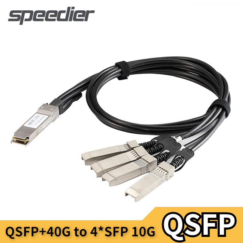 QSFP+40G to 4 x SFP+10G 1M High-Speed Cable Passive Direct Attach Copper Twinax Breakout Cable For Cisco Huawei H3C Optic Switch. 