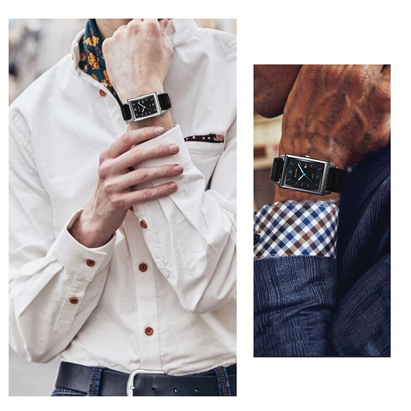 2023 Fashion Men's Watches for Men Rectangle Stainless Steel Mesh Belt Quartz Wrist Watch Man Casual Leather Watch reloj hombre. 