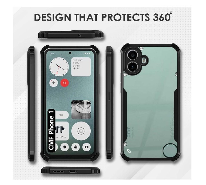 TheGiftKart Ultra-Hybrid Shockproof Fashionury Shockproof Crystal Clear  Back Cover Case for CMF by Nothing Phone 360 Degree Protection