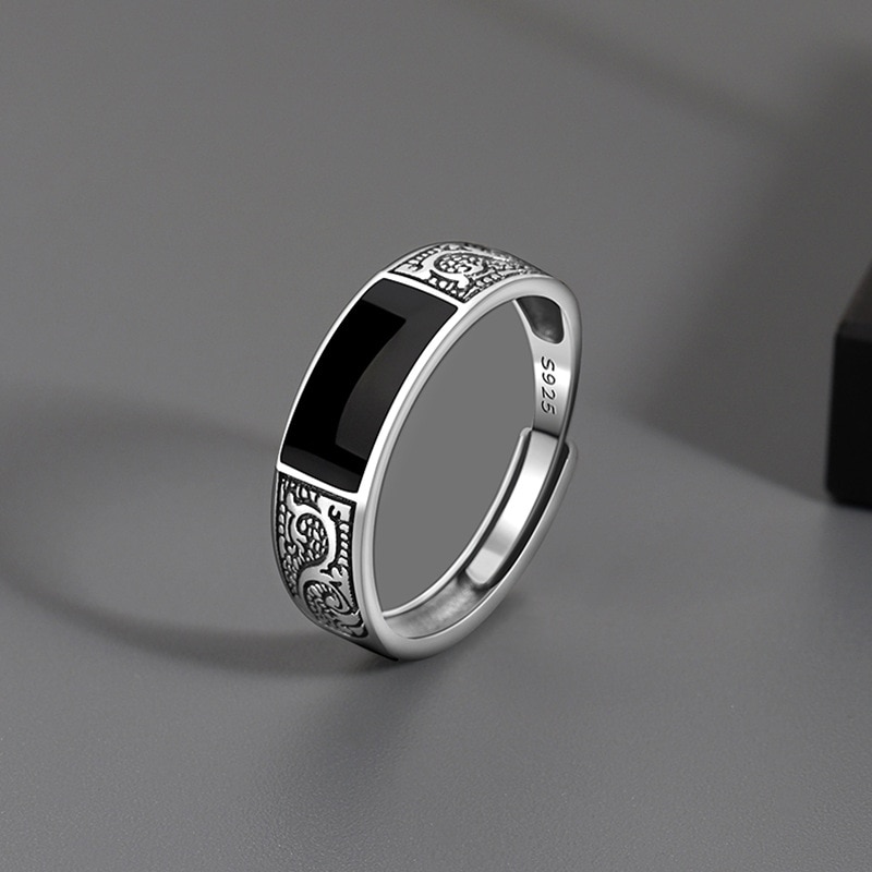 【Sooledead】（NEW）New Pattern Ring Silver Plated Adjustable Personality Men and Cocktail Party Jewelry Gift. 
