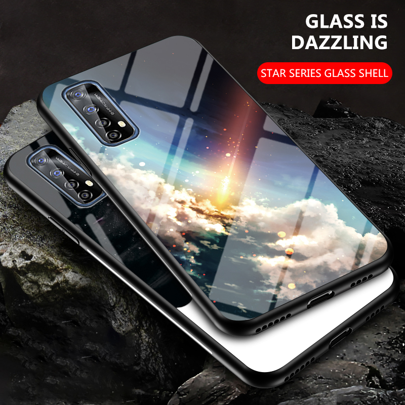 Back Cover For Realme Narzo 30 Case Moon and Star Tempered Glass