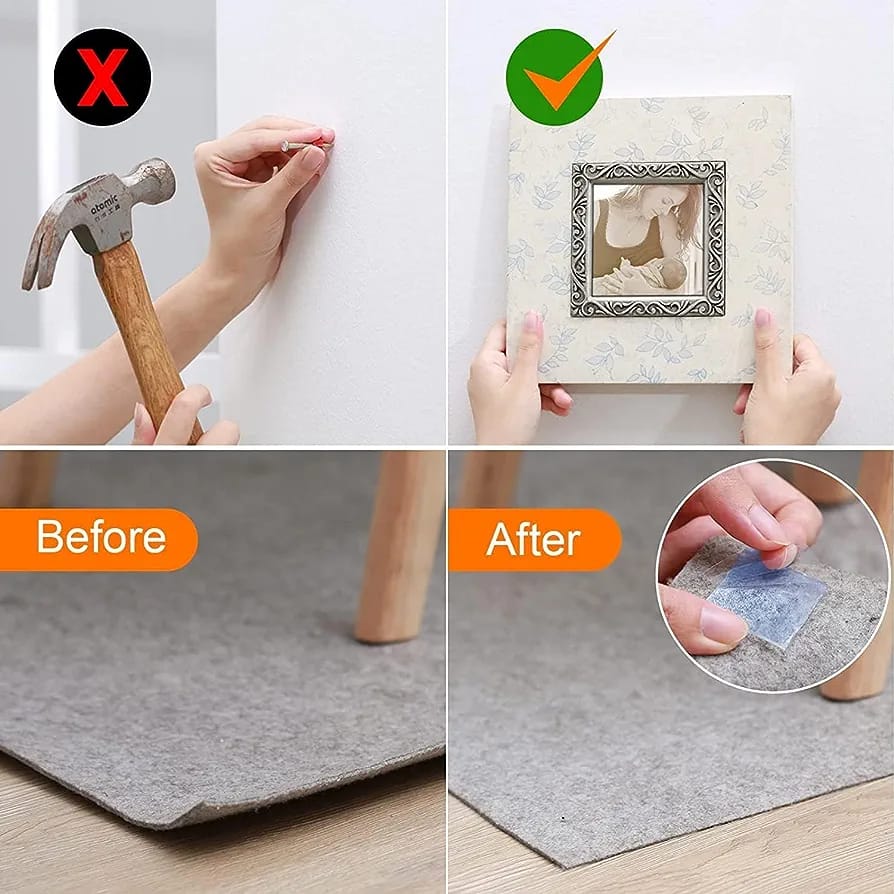 2 Meter Multipurpose Double Sided Tape - Adhesive Silicone Tape, Heavy Duty, Heat Resistant, Multi-Functional, Removable, Washable, Reusable Anti-Slip Gel Nano Grip Tape. 