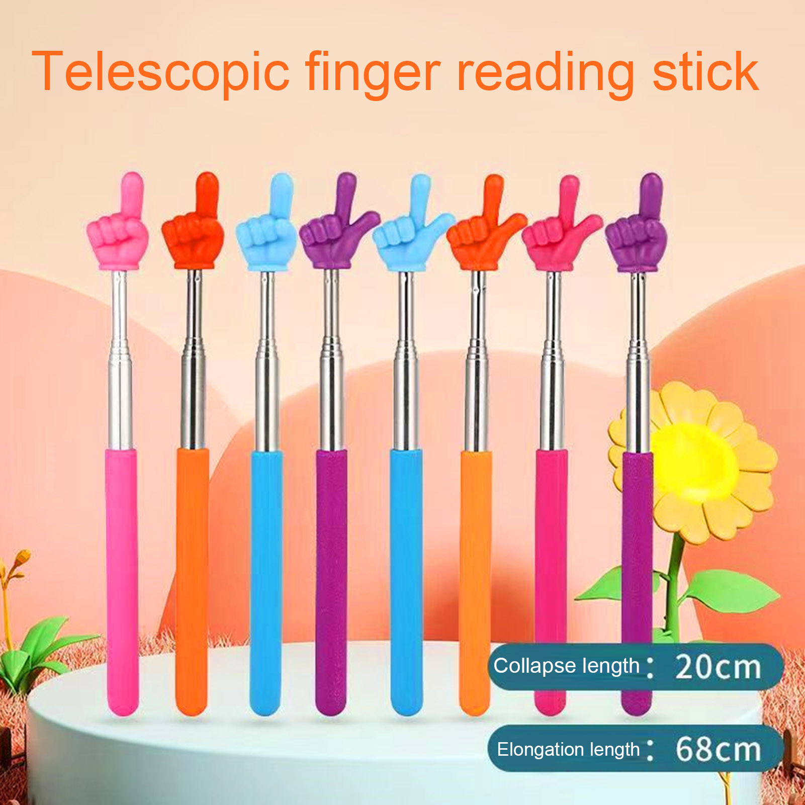 Finger Reading Stick Telescopic Stainless Steel Pointer for Presentations Teaching Lightweight Portable Handheld Presenter Stick Ppt Presentation Pointer. 
