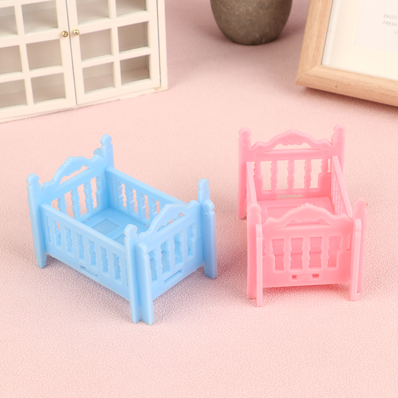 Dollhouse Miniature Cradle Crib Bedding Set Baby Doll Furniture