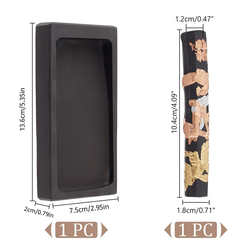 Chinese Calligraphy Rectangle Dragon Phoenix Pattern Sets +Ink Stick 1Set. 