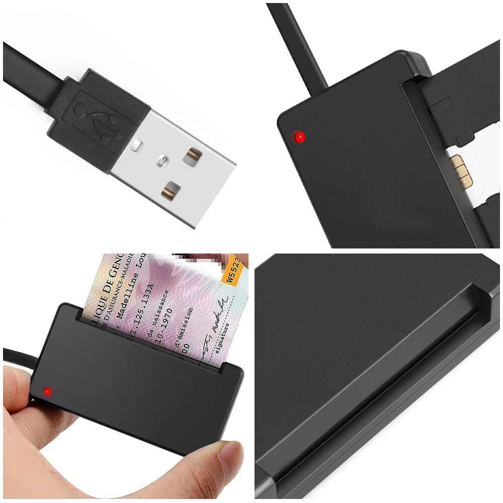 Rocketek USB 2.0 Smart Card Reader cac,ID Bank card,sim card cloner connector cardreader adapter pc computer laptop accessories. 