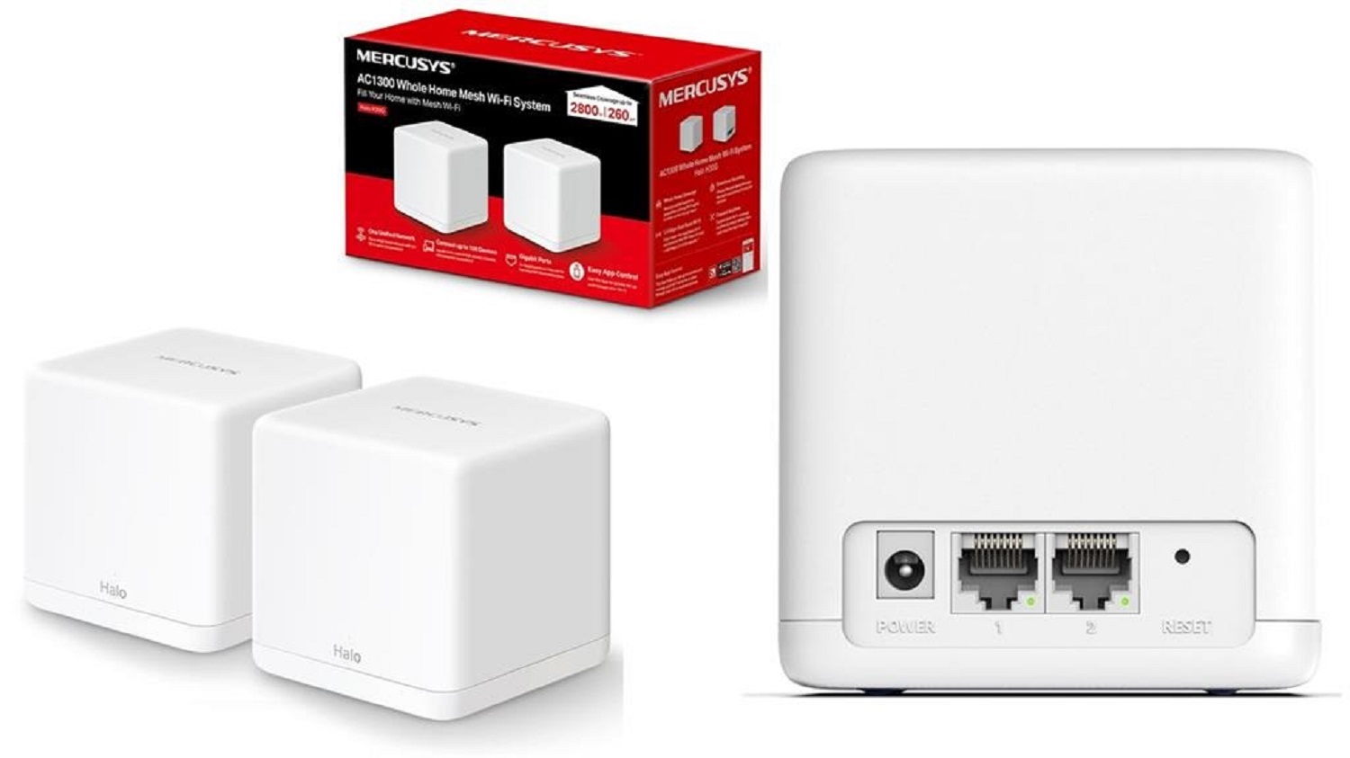 Router Mercusys Halo H30G Whole Home  Mesh (2 pack) (Warranty: 02 Years, Service waranty: 05 Years)
