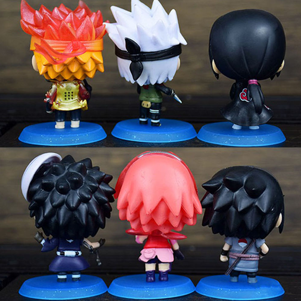Hot 6pcs/set Naruto Shippuden Anime figure Hinata Sasuke Itachi Kakashi Obito action Figures Q Version PVCToys Dolls Kid Gift. 