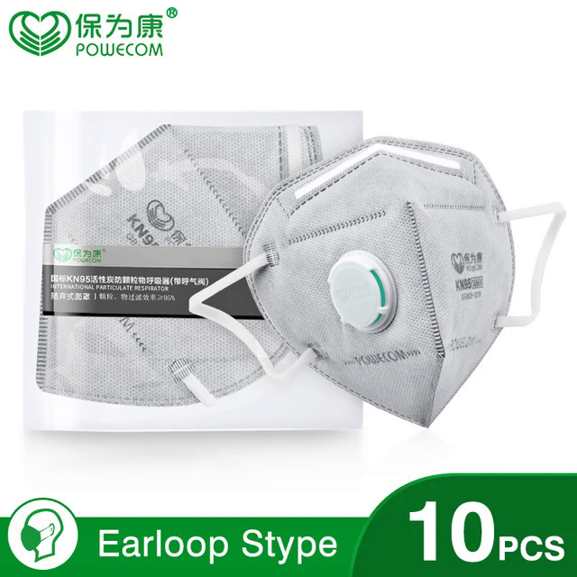 KN95 Mask POWECOM Reusable Face Masks with Breathing Valve 6 Layer Protection Dustproof Mouth Mask Activated Carbon Mascarillas. 