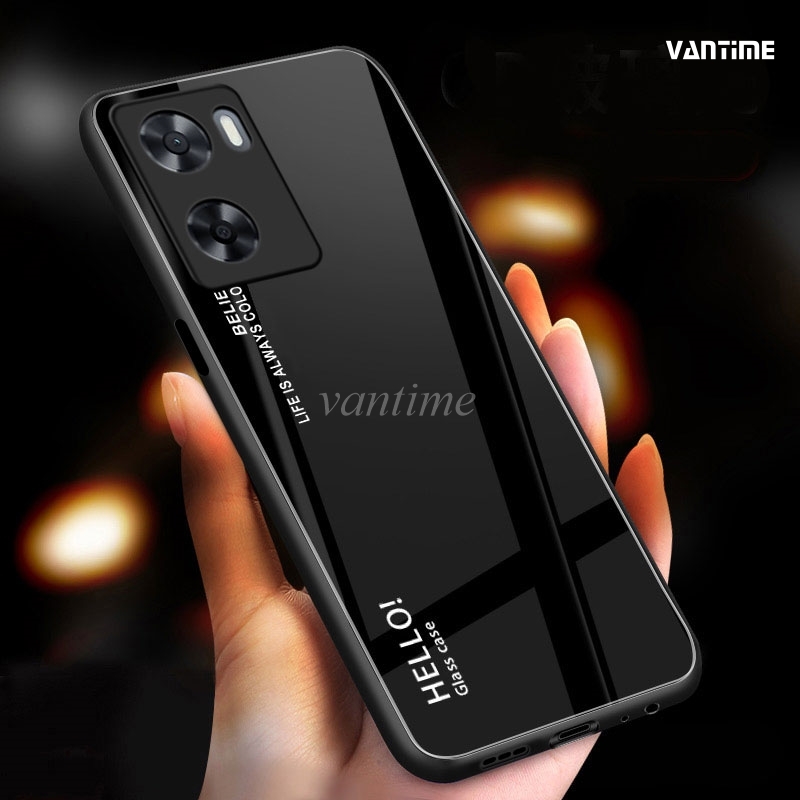 【3C VictoryEagle】For 4G 2022 /Oppo a77s case gradient color back cover glass. 