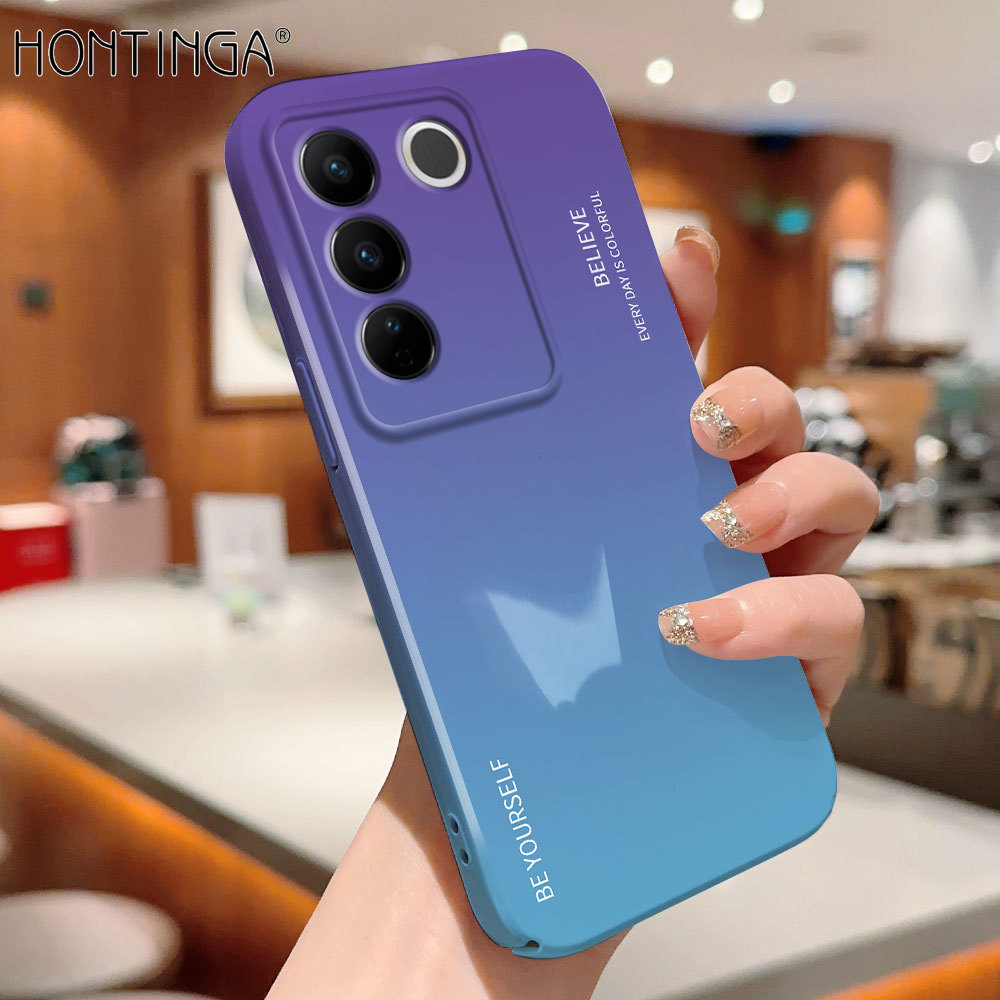 Hontinga for Vivo V27 5G V27 Pro 5G Back Cover Aurora Shiny Colorful All-inclusive Film Hard Phone Case Camera Protection Mobile Cover