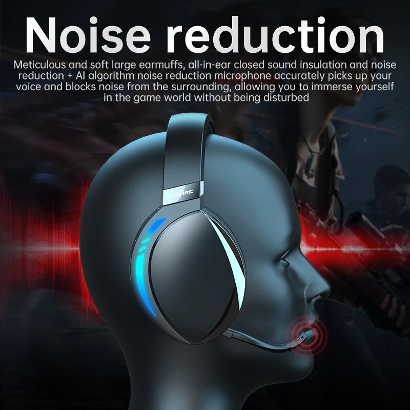 Kofire BG-06 Gaming Headset with Microphone Low Latency RGB Light Wireless Bluetooth 5.0 Headphones for Gamer PC PS5 PS4 Mobile. 