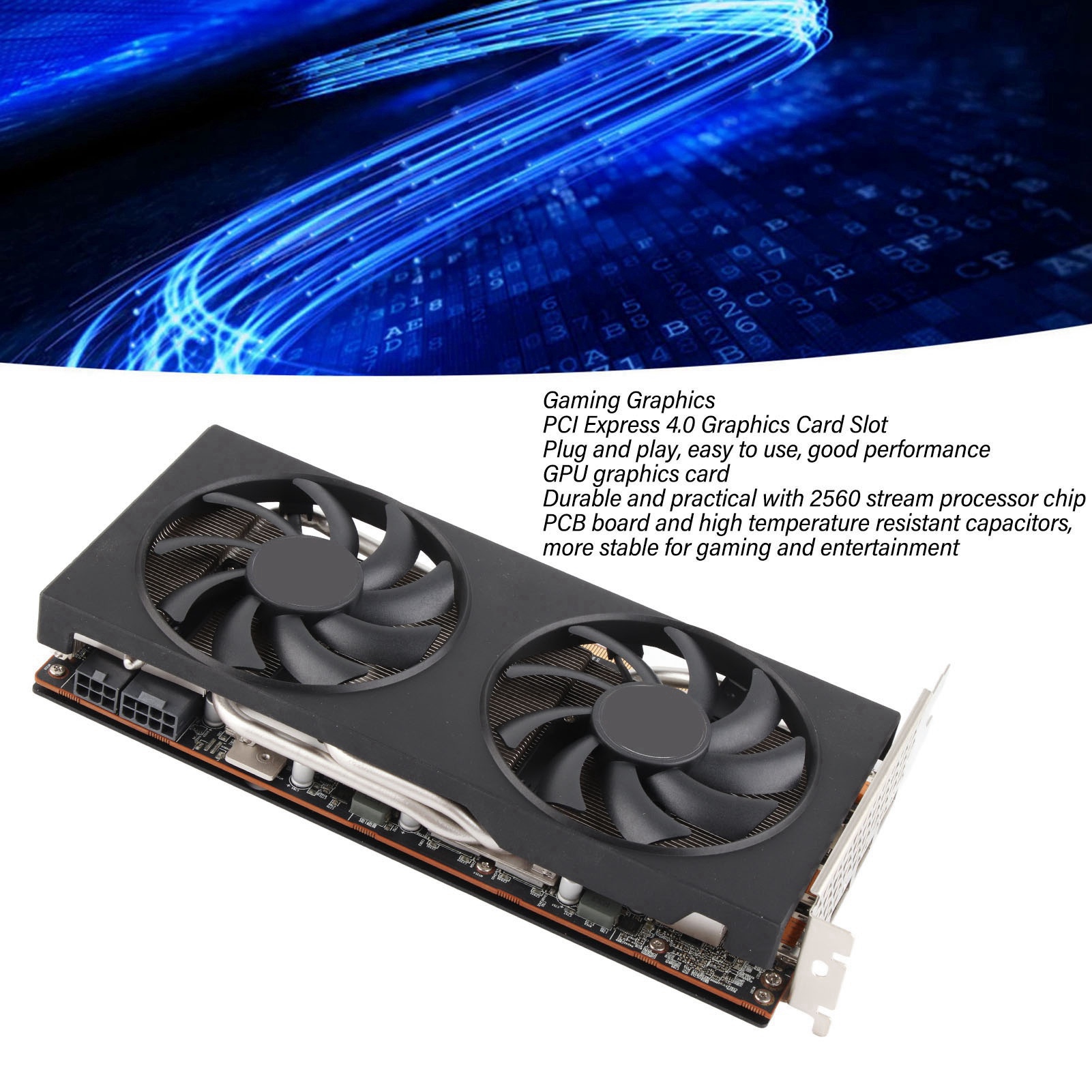 Graphics Card, Gaming Graphics Card RX5700 XT 8GB GDDR6 256Bit PCI Express 4.0 Slot for PC. 