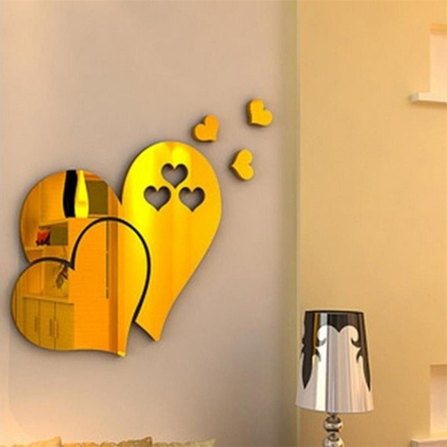 3D Mirror Love Heart Wall Sticker Decal DIY Living Room Wall Sticker