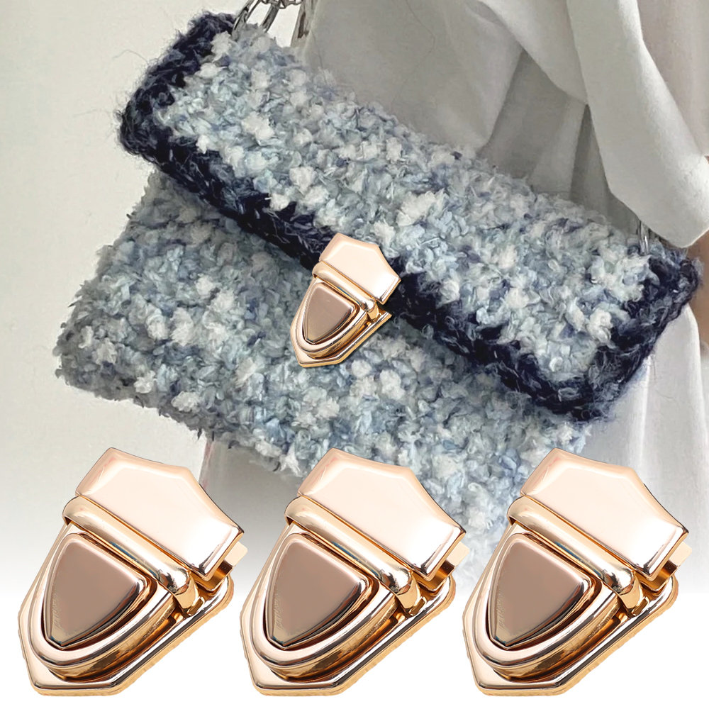 DIY Insert Lock Version Alloy Bag Latch Solid Brass Metal Push Lock Handbag Purse Briefcase