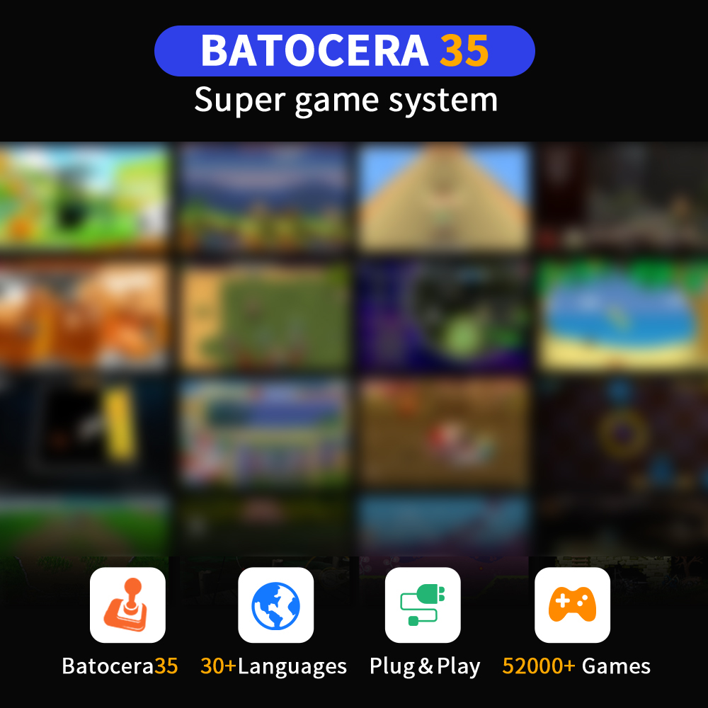 Portable External 2T HDD Batocera 35 Built in 52000+Games For PS3/PS2/Wii/WiiU/DC/N64/MAME/SS Game Console for Windows PC/Laplop. 