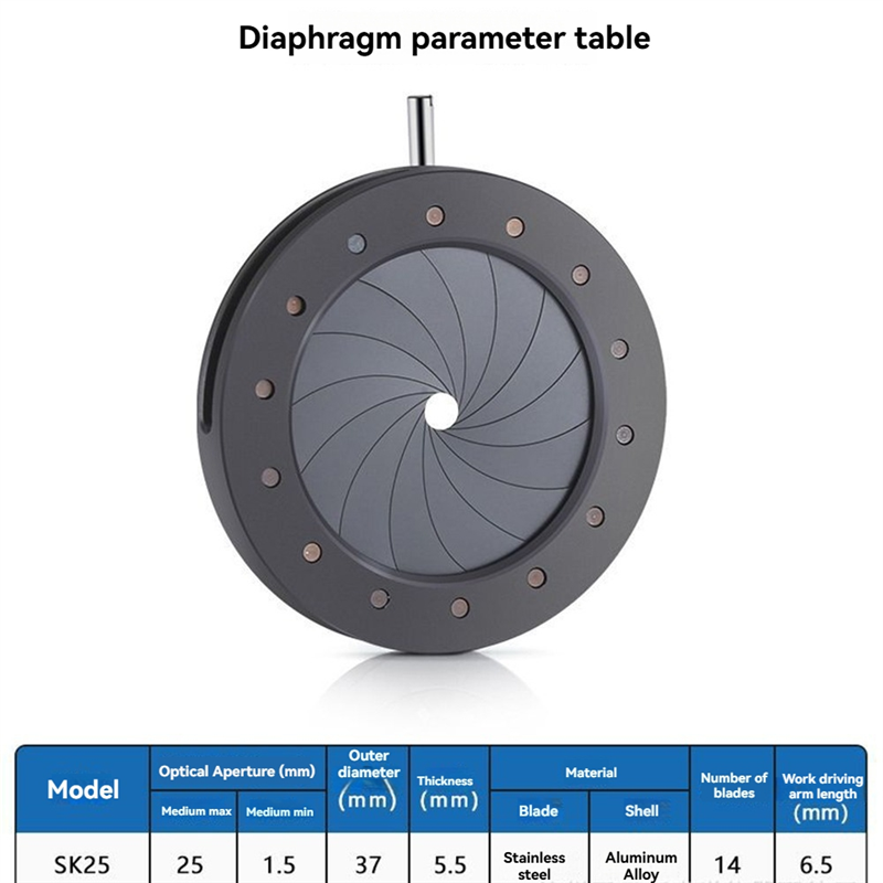 1.5-25MM Manual Aperture Adjustable Mechanical Iris Diaphragm Iris Diaphragm for Digital Camera Microscope Iris SK25. 