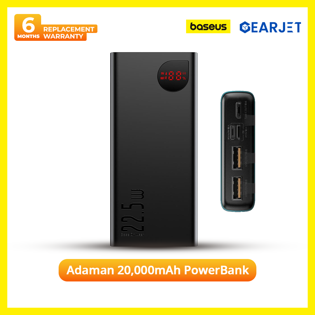 Baseus Adaman Metal Digital Display Powerbank 22.5W Quick Charge Powerbank 20000mAh Compatible with QC3.0, PD3.0, FCP, AFC Quick-charging Protocols. 