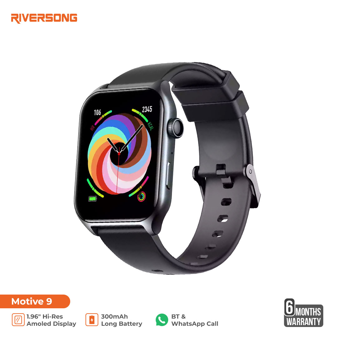 Riversong Motive 9 Hi-Res AMOLED Display with Always-On Display (AOD), Gem-Stone Style Crown Navigation, 300mAh Battery, PPG Biometric Health Sensor