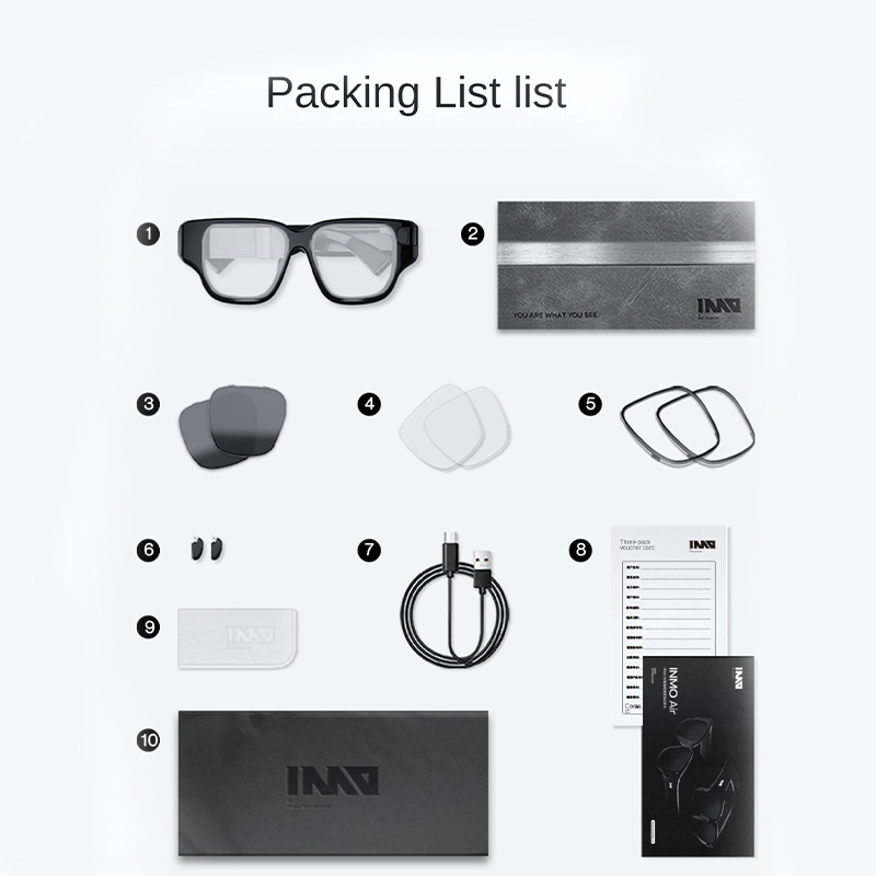 INMO AR Smart Glasses With Control Ring One Camera Touch Foldable Transparent Lens 3D Shooting Video Screen Translation. 