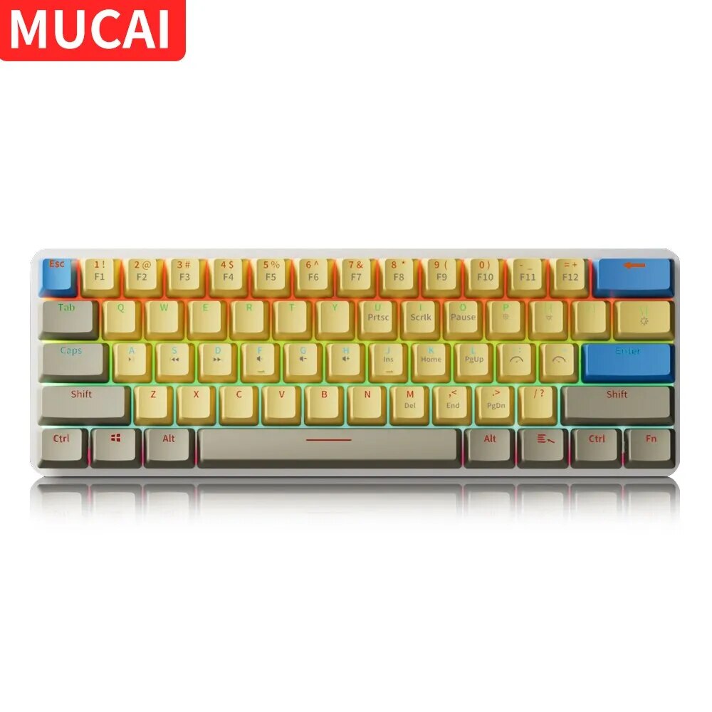 MUCAI 61 Key USB Wired Mechanical Keyboard LED Backlit Axis Gaming Mechanical Keyboard Gateron Optical Switches For Desktop
