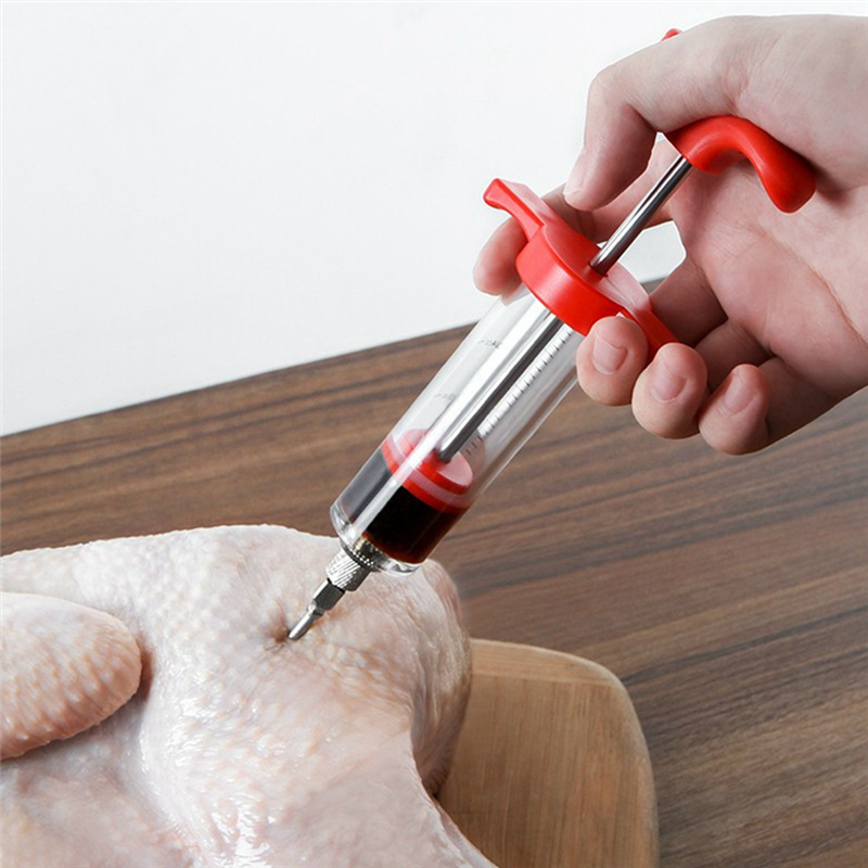 Meat Injector Syringe - 3 Marinade Injector Needles for BBQ Grill, Turkey Injector Kit, Marinades Injector for Meats Easy Install Easy to Use. 