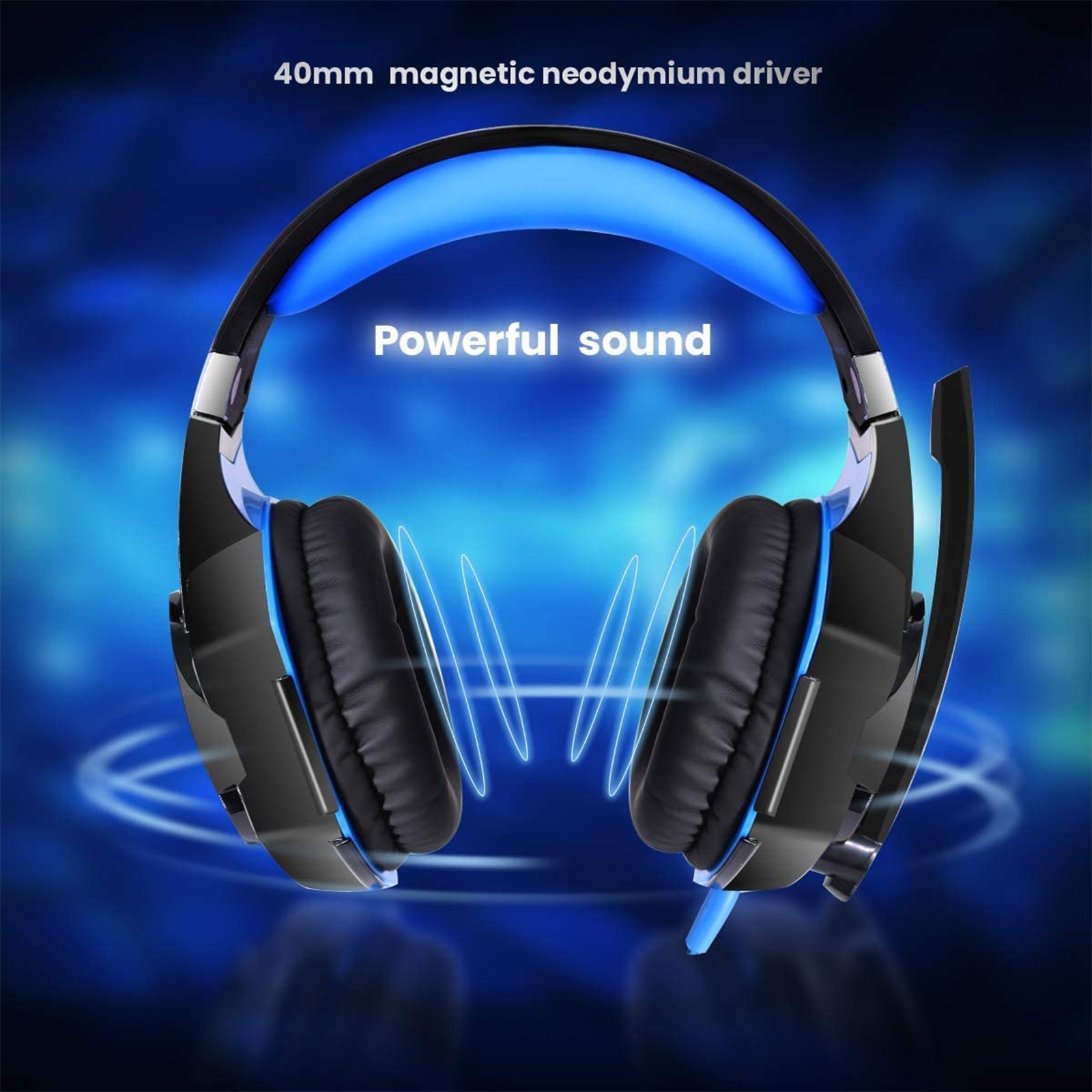 KOTION EACH G2000 Over-Ear Gaming Headset with 50mm Driver Unit Skin-Friendly Breathable Ear Pads High-Fidelity Noise Reduction 360-Degree Surround Sound Cool Glowing Design and 120-Degree Rotating Microphone. 