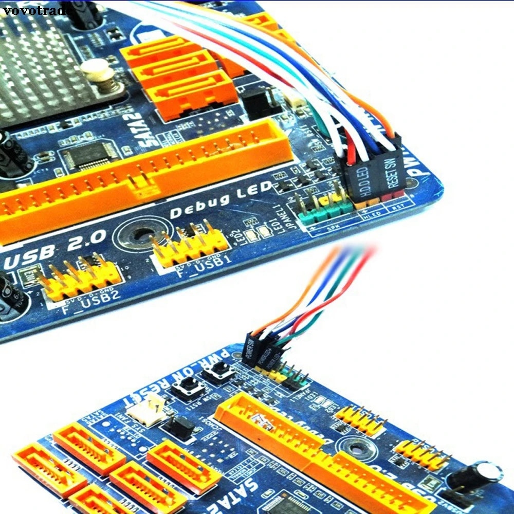 vovotrade ATX PC Compute Motherboard Power Cable 2 Switch On/Off/Reset with LED Light 68CM Replacement