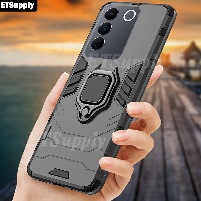Luxury Armor Ring Case for vivo V27E V27 Pro Case Anti-Fall Soft Shockproof Full Back Cover Housing for vivo V27 Pro V27E Casing HP