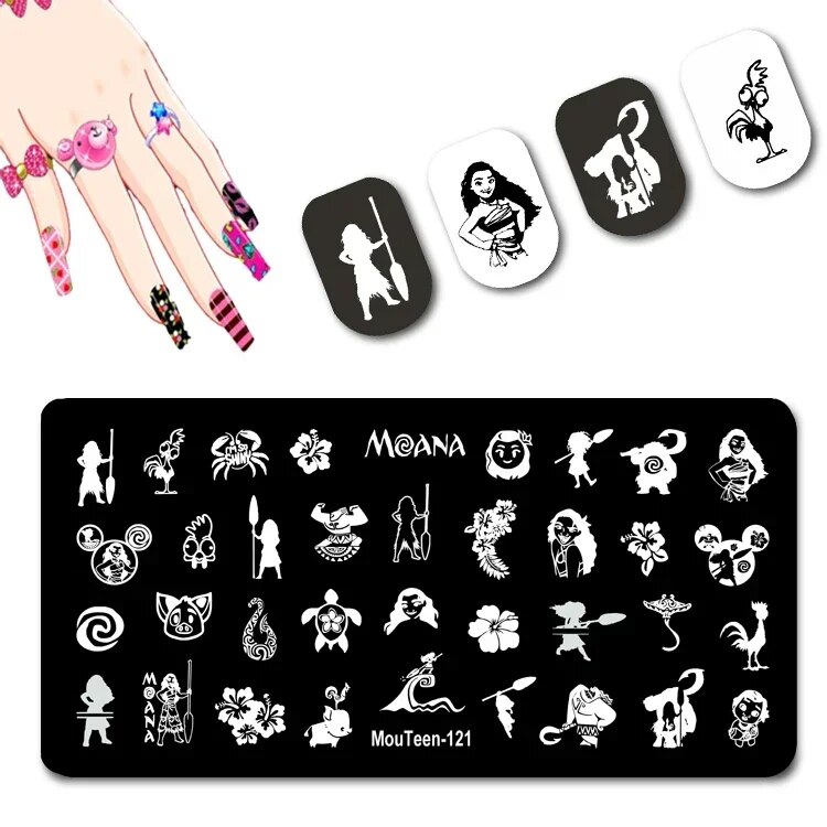 DISNEY Mickey Cute Head Stamping Plates Minnie Nail Stamp Disney Series Nail Art Design #127. 