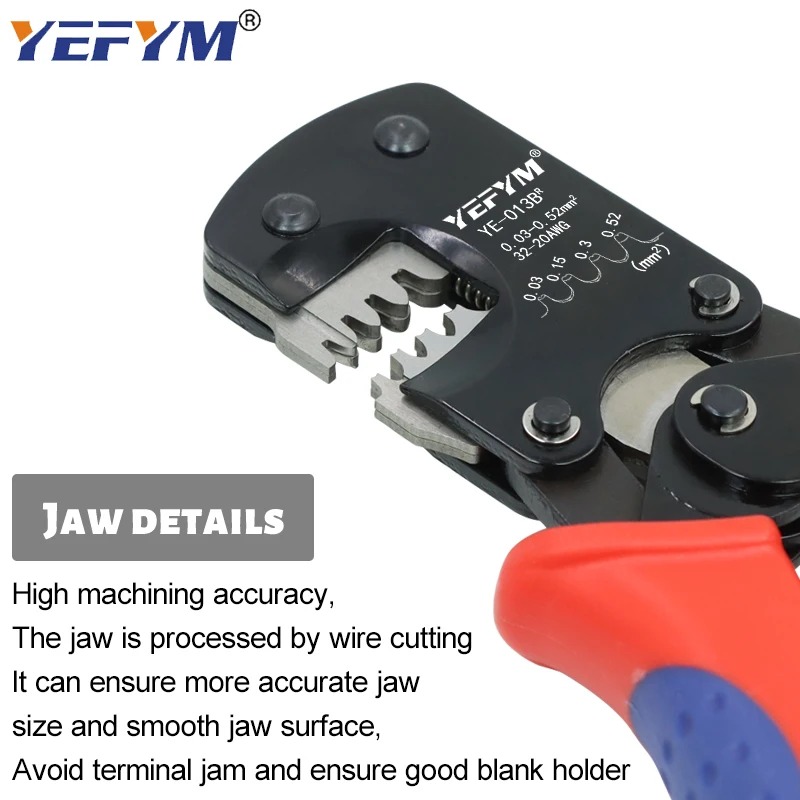 JST DuPont Terminals XH2.54/PH2.0/ZH1.5/SH1.0/ DuPont 2.0/2510 Pliers YE-013BR Mini Crimping Tools 0.03-0.52mm²/32-20AWG. 