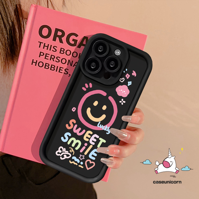 English Letter Couples Smiling Face Phone Case For Realme C33 C25 C25s C21Y C35 C53 C15 C12 C55 C20 C25Y C11 C21 C51 C31 C30 C20A 11 5i 6i 5 8i 5s Colour Heart Soft Angel Eyes Cover. 