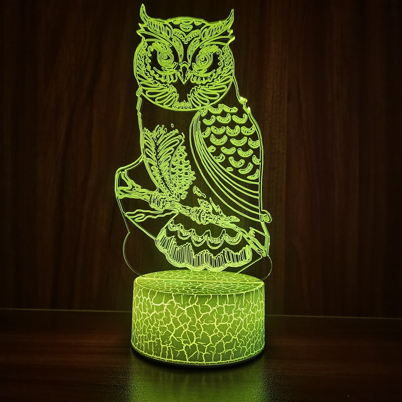 Cross-Border Supply Bird Series Owl 3d Small Night Lamp Colorful Remote Control Creative Touch Table Lamp KT-C