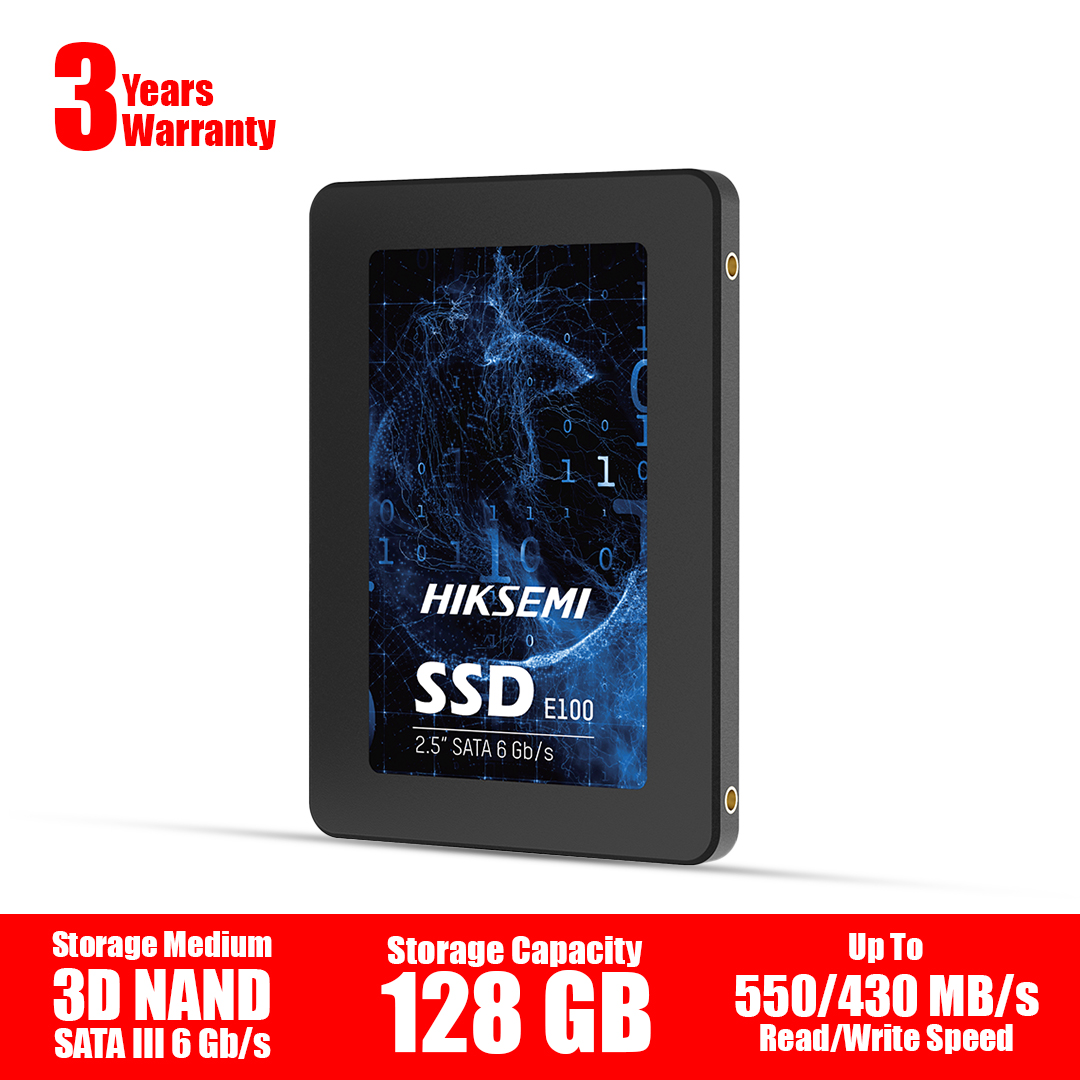 HikSEMI 128GB SSD 2.5 Inch SATA 6Gb/s 3D NAND High Speed Solid State Drive Up to 550MB/s Read and 430MB/s Write Speed HS-SSD-E100