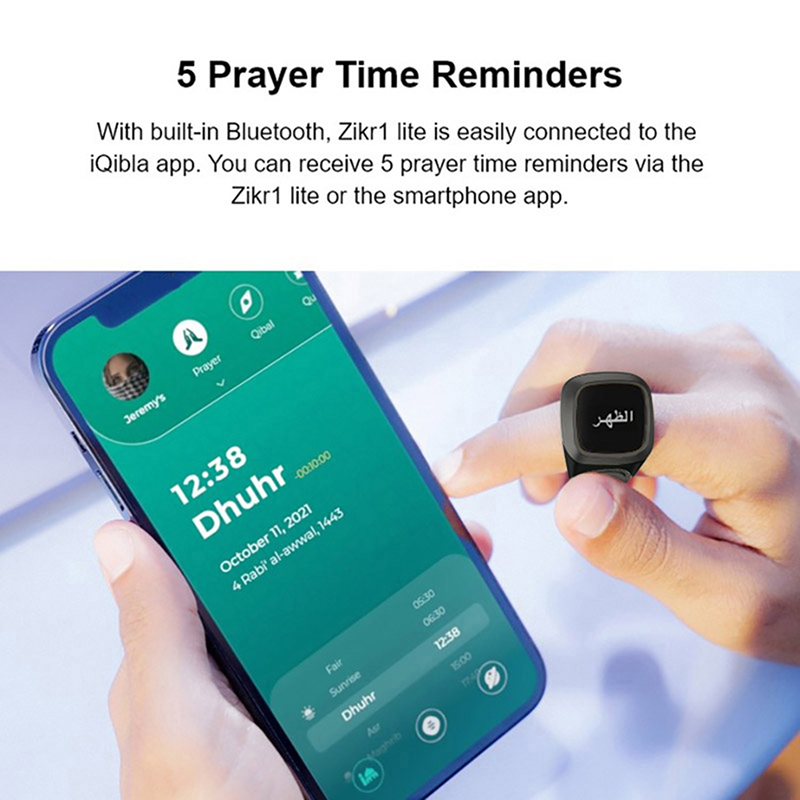 Smart Tasbih Tally Counter Ring for Muslims Zikr Digital Tasbeeh 5 Prayer Time. 