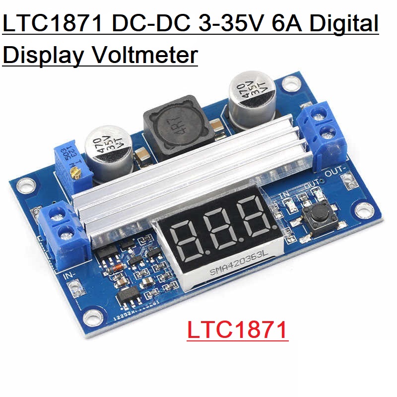 LTC1871 LTC-1871 DC-DC Step-Up BOOST 4-35V 6A 100W Converter Boost Power Module With LED Digital Display Voltmeter 100W Adjustable Output 3.5-35V Step Up Module Adapters. 