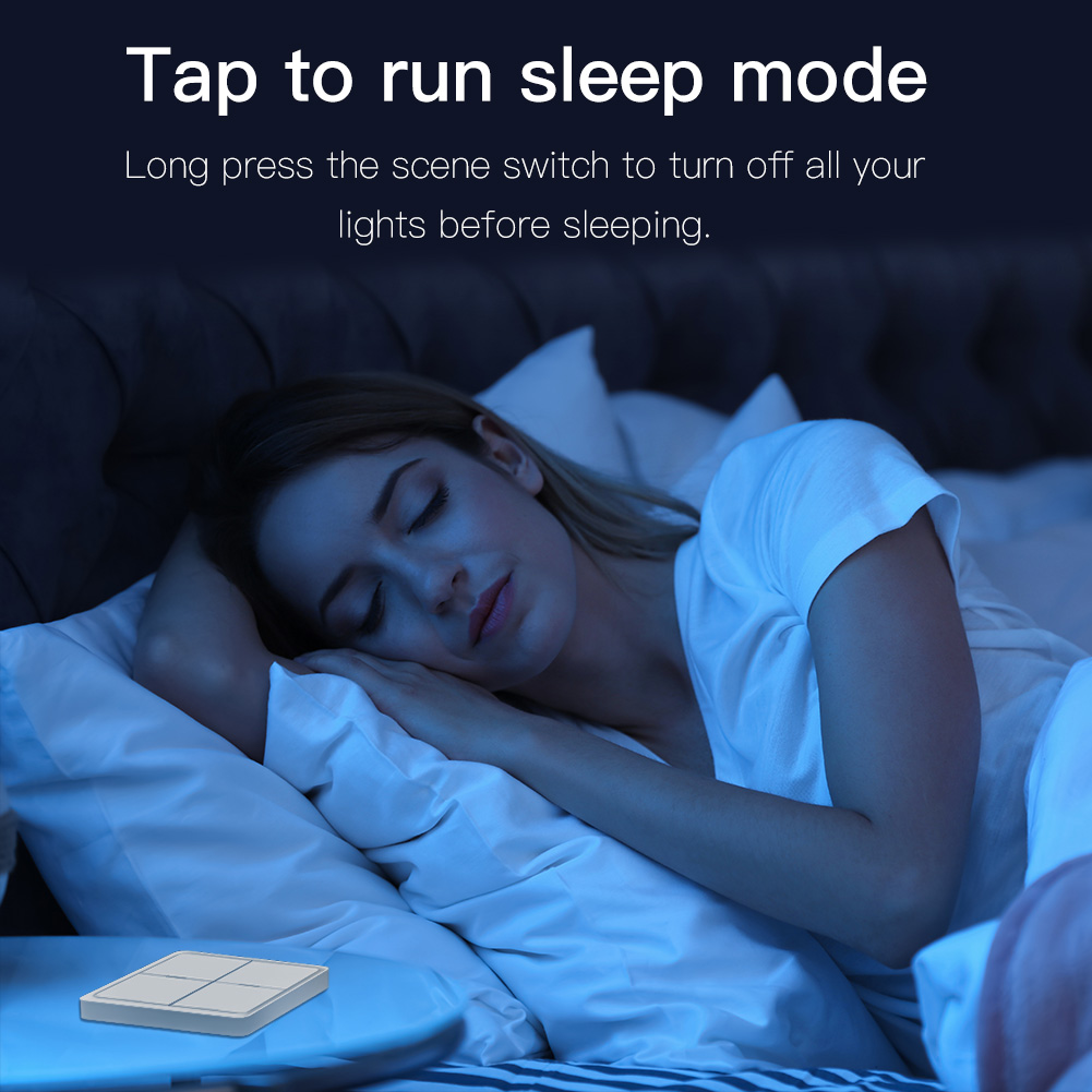 Migeet Wireless Scene Switch Push Button Smart Switch Wall Panel Power unit Powered Tuya/ Smart Life APP Remote Control for Smart Home Devices(ZigBee Hub Required), Black 4 Gang. 