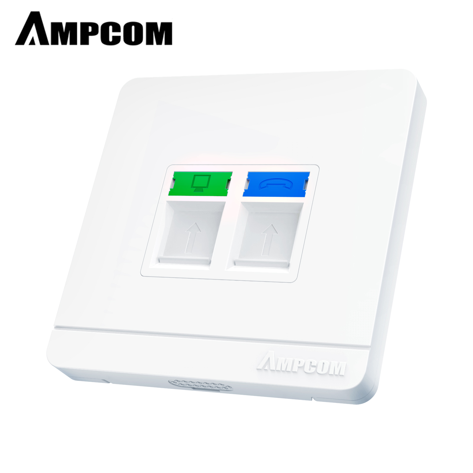 AMPCOM RJ11 RJ45 plate Wall Socket Wallplate plate 1-Port 2-Port 4-Port Networking Telephone Socket Outlet Mount Panel. 