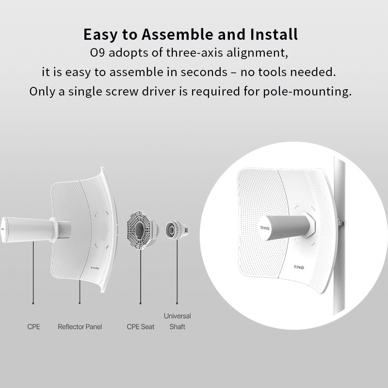 Tenda O9 25KM Outdoor Wifi CPE 5GHz 11AC 867Mbps Wireless WiFi Extender Router AP Access Point Wi-Fi Bridge. 