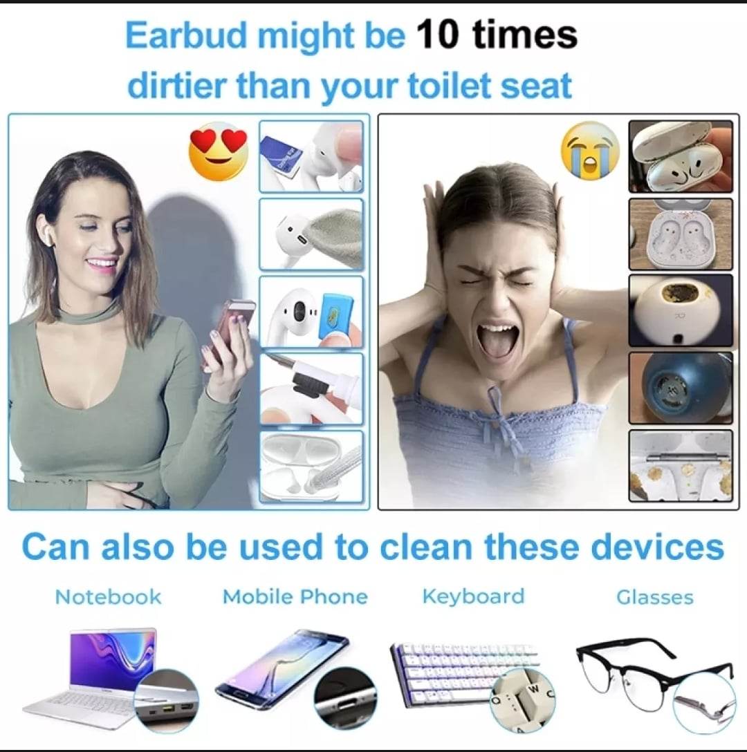 7-In-1 Computer Keyboard Cleaner Brush Kit Earphone Headset Cleaning Pen - Keep Electronics Clean With Comprehensive Cleaning Kit. 