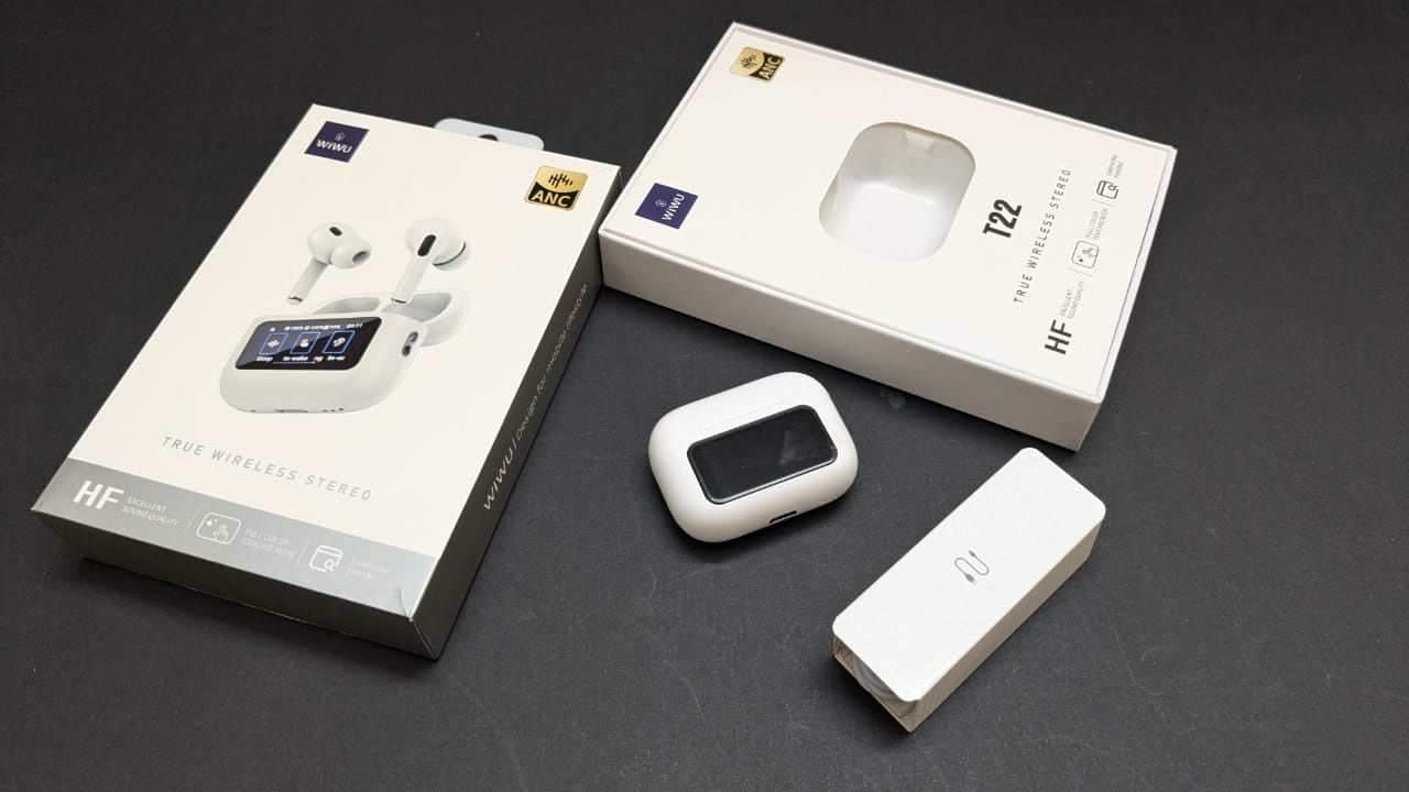 WiWU T22 ANC True Wireless Earbuds with LCD Touch Screen. 