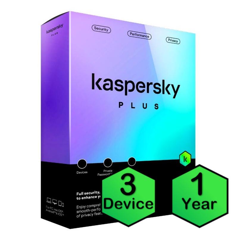 Kaspersky Plus 3-User-1-year-2 Password private Vaults Advanced Internet Security Software with free Beg. 