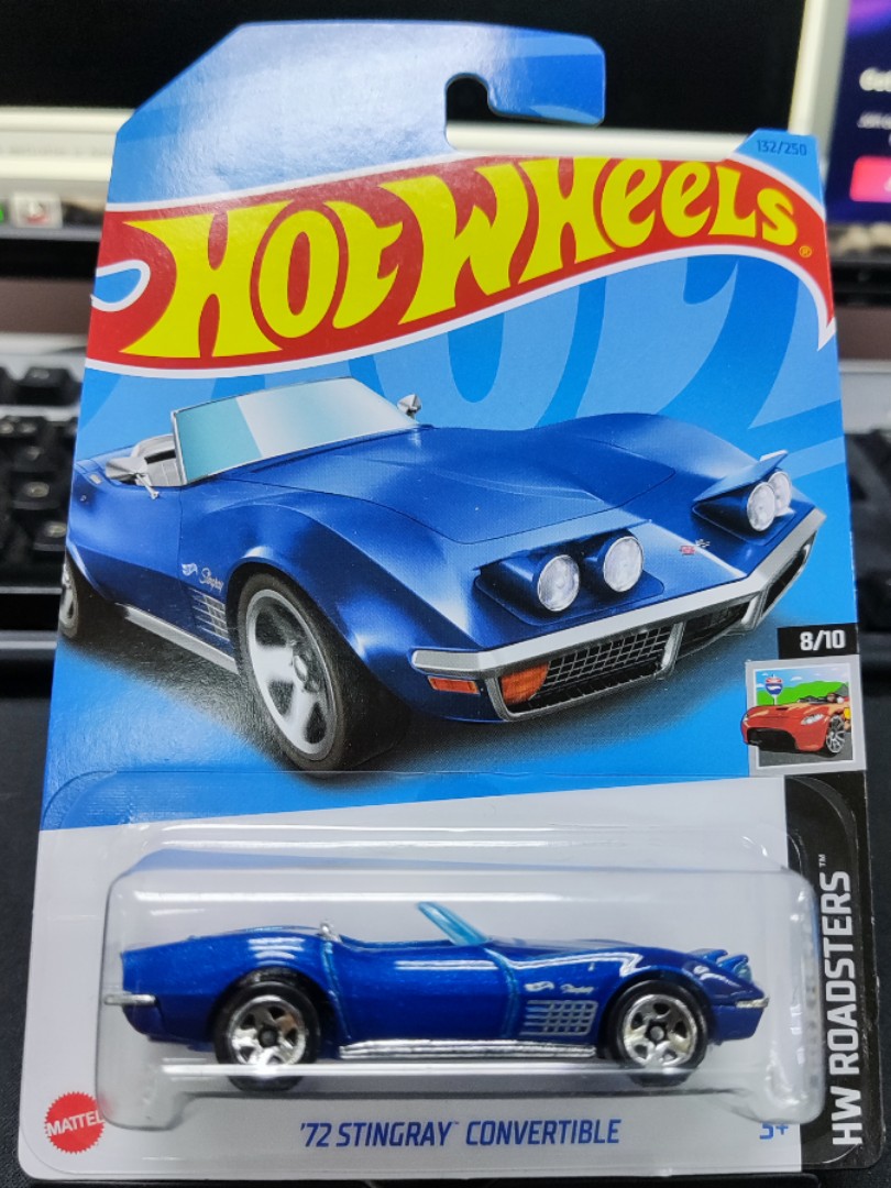 72 Stingray Convertible Blue HotWheels Car