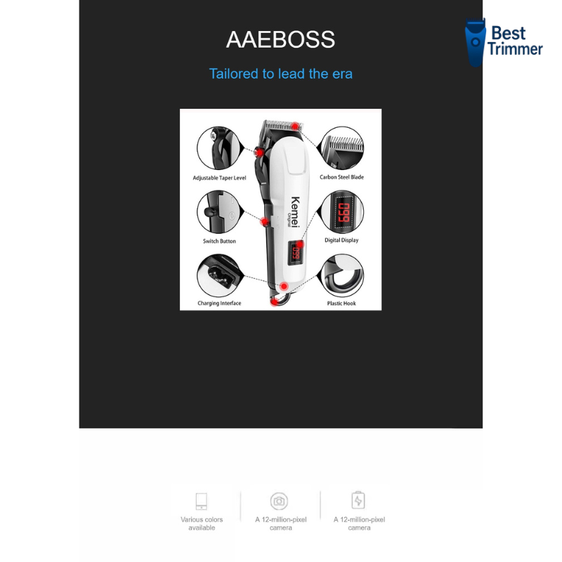 Kemei KM-809A Digital AC/DC Electric Rechargeable Professional Hair Clipper Trimmer. 